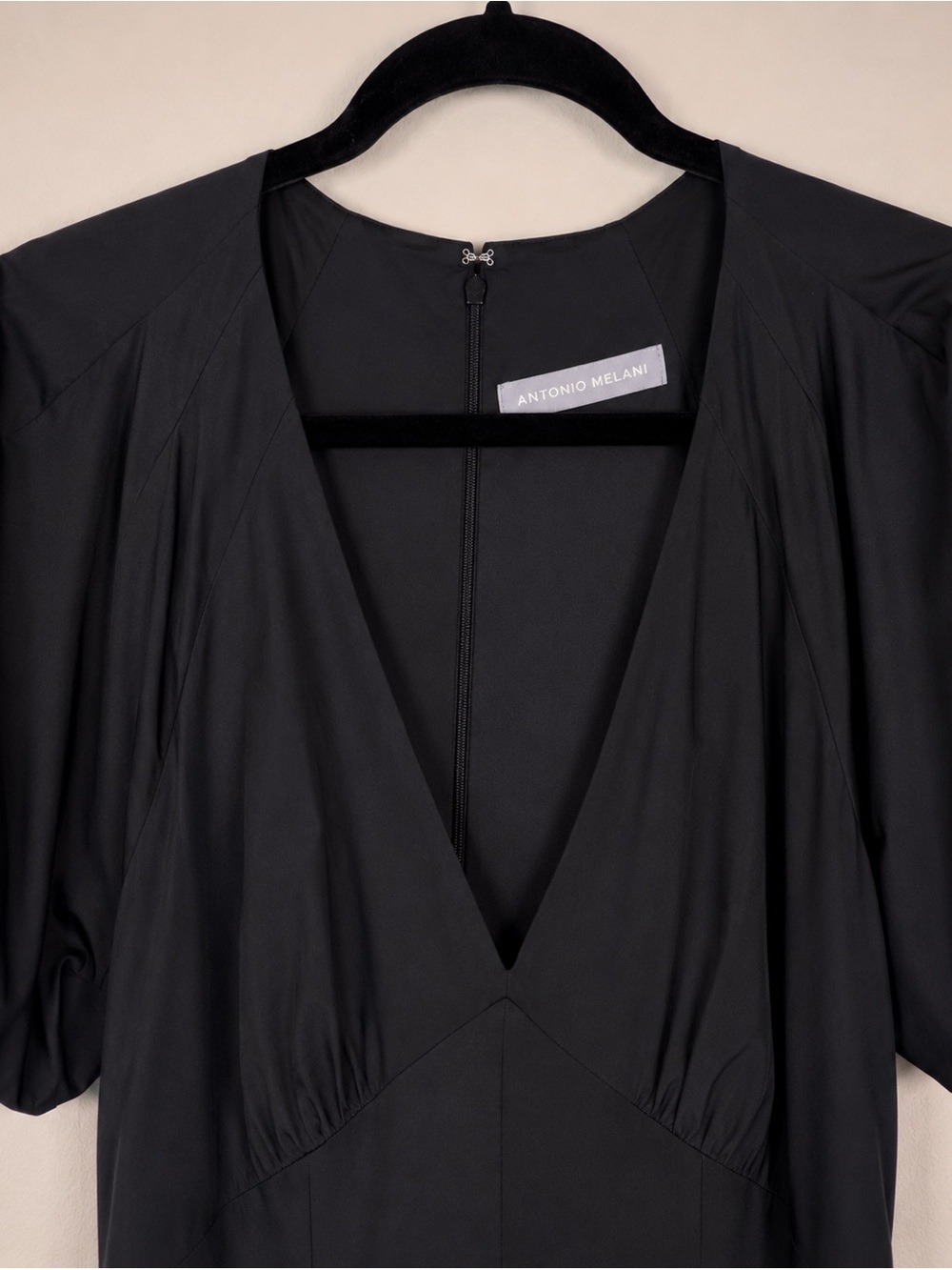 Antonio Melani Kiara Maxi Dress NWT Size 6 Black Puff Sleeve V-Neck A-Line Party - Picture 4 of 9